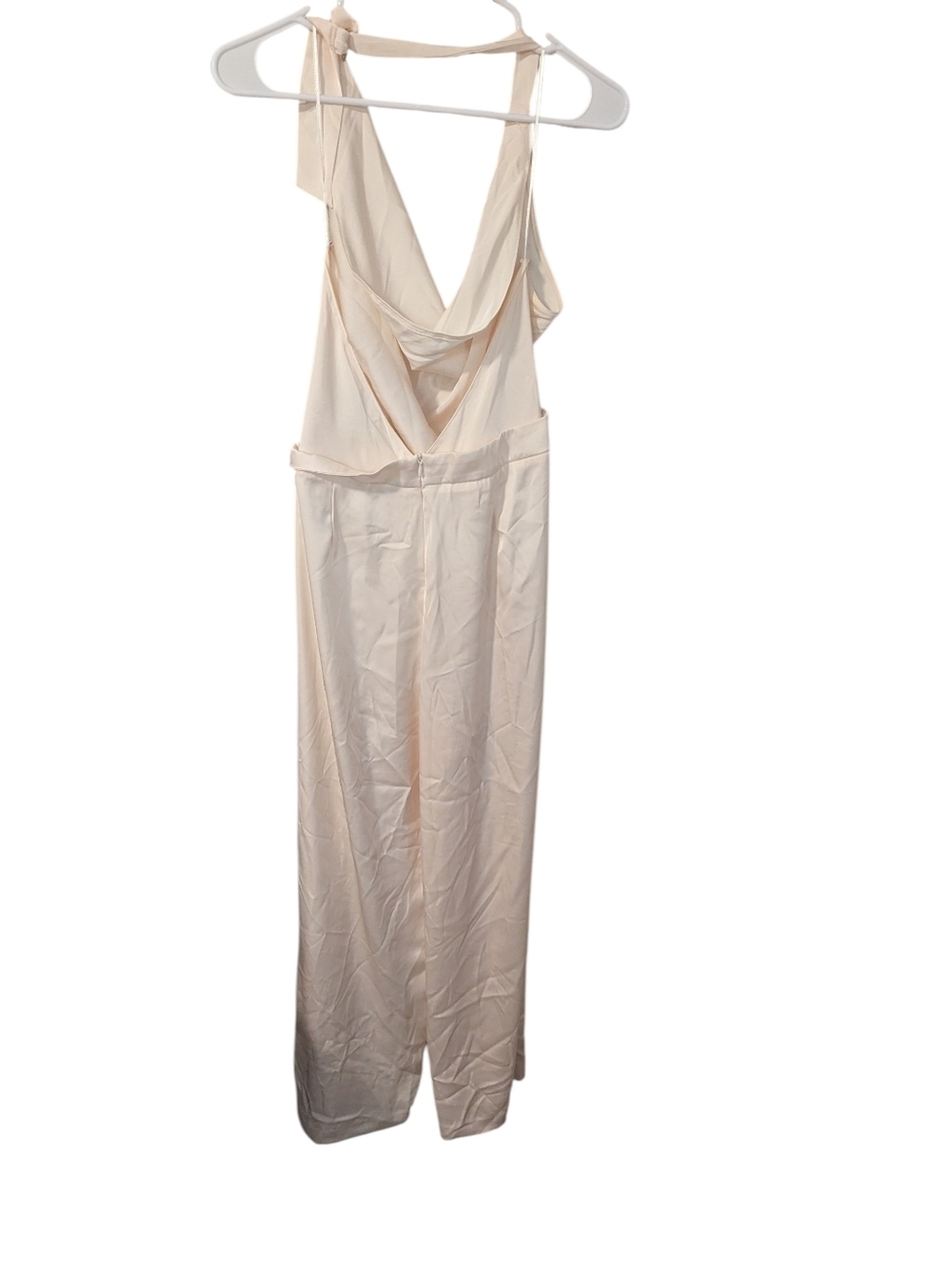 Zara,Satin Sleeveless Cream Draped Jumpsuit Xs - Picture 5 of 5